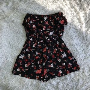 💚 Women's Floral Print Knot Front Romper 💚